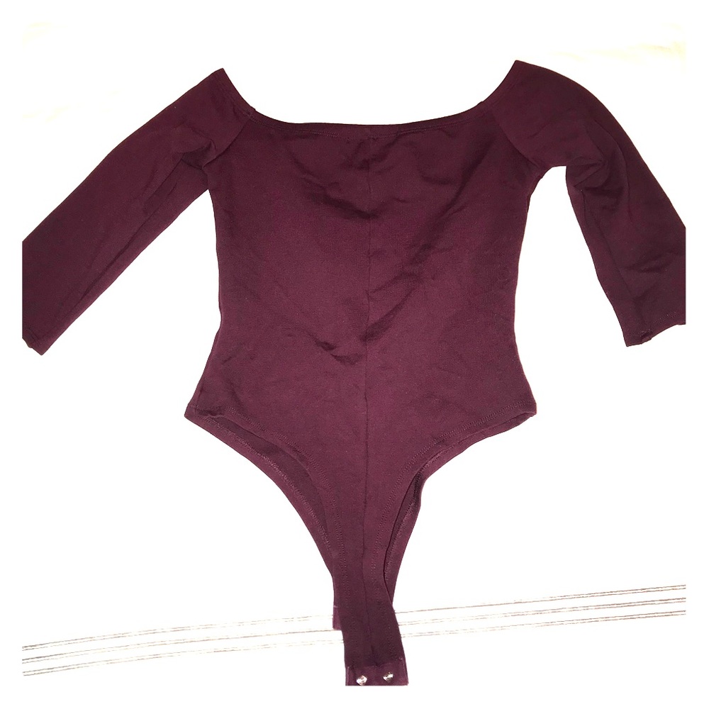 Lulus Off the Shoulder Bodysuit Eggplant
